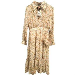 Sister Jane Golden Age Midi Dress in Cream SZ MEDIUM